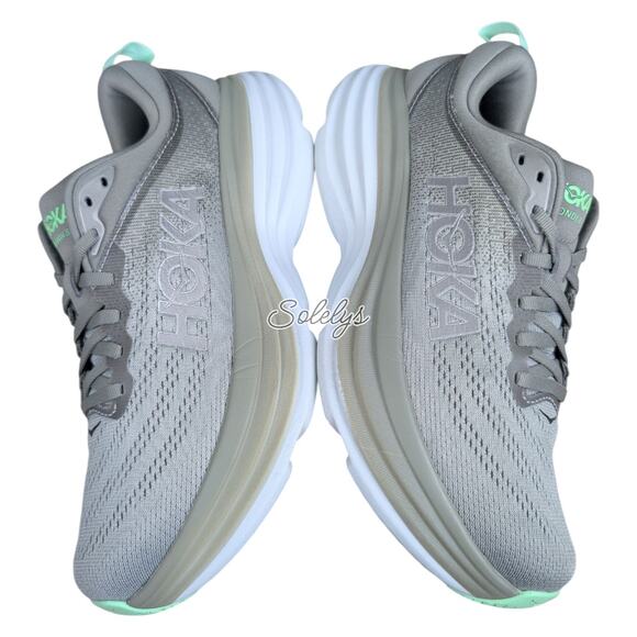 HOKA ONE Bondi 8 Womens 7.5 Olive Haze Mercury Green Run Walking Comfort Sneaker - Picture 10 of 12